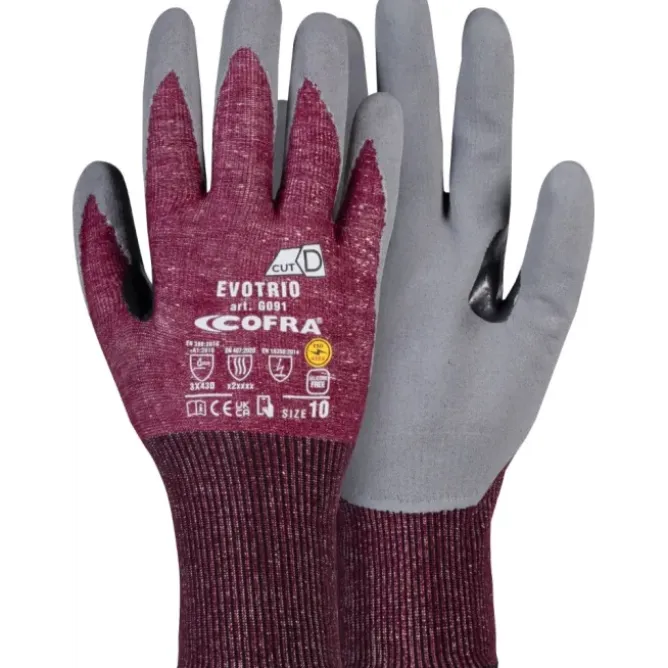 12 - Guanti da Lavoro Strech Cofra Evotrio in Nitrile Antitaglio G091-D100