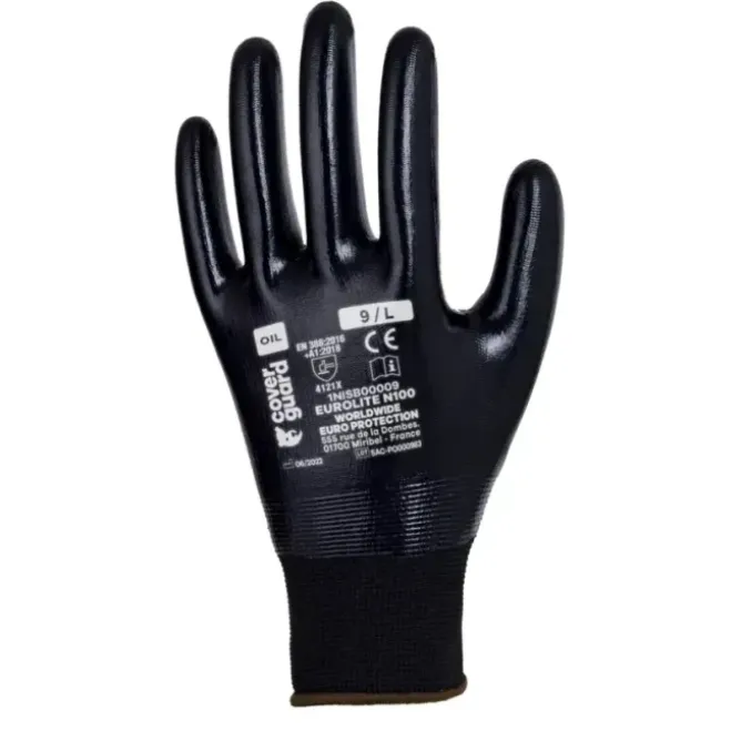 12 - Paia Guanti Da Lavoro Coverguard In Nitrile Eurolite 1NISB00 Rischi meccanici