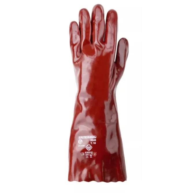 10 Paia - Guanti Da Lavoro Coverguard In PVC Eurochem MO3640 Rischio Chimico
