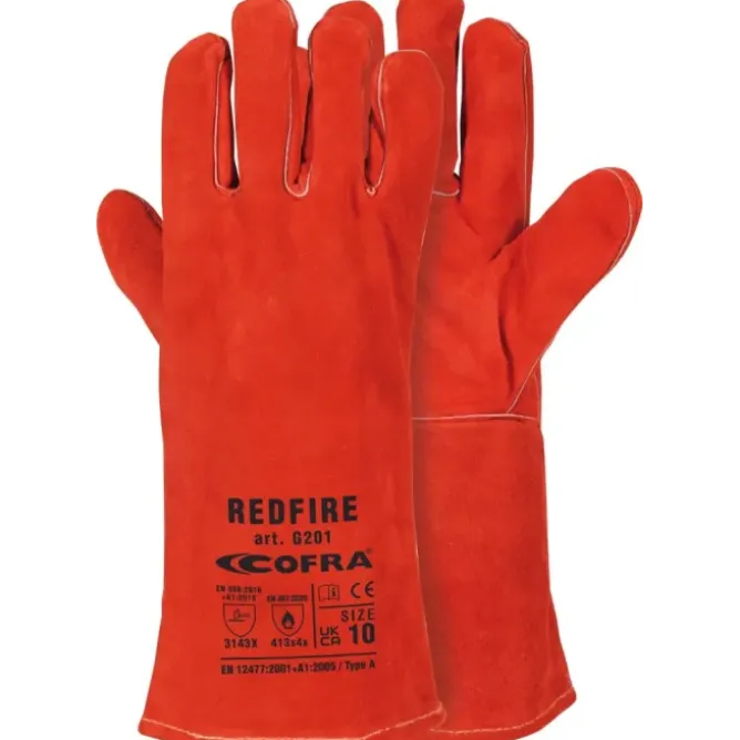 12 Paia - Guanti da Lavoro Cofra Redfire in Pelle Crosta G201-DD00