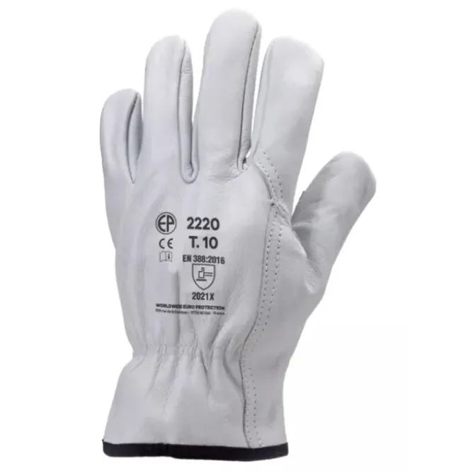 10 Paia - Guanti Da Lavoro Coverguard In Pelle Eurostrong MO2220 Rischi Meccanici