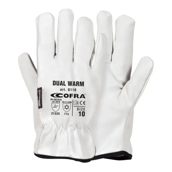 12 Paia - Guanti da Lavoro Cofra Dual Warmin Pelle G110-DD00