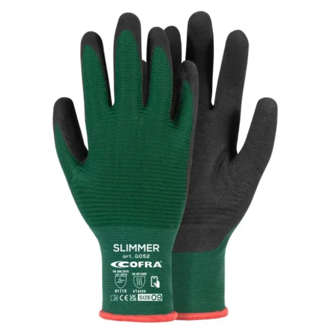 12 Paia - Guanti da Lavoro Stretch Cofra in Nitrile Slimmer G052-DD00