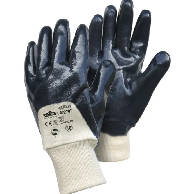 12 Paia - Guanti NBR qualità TOP su supporto di tela/cotone con polsino a maglia - Dorso AREATO 07270T