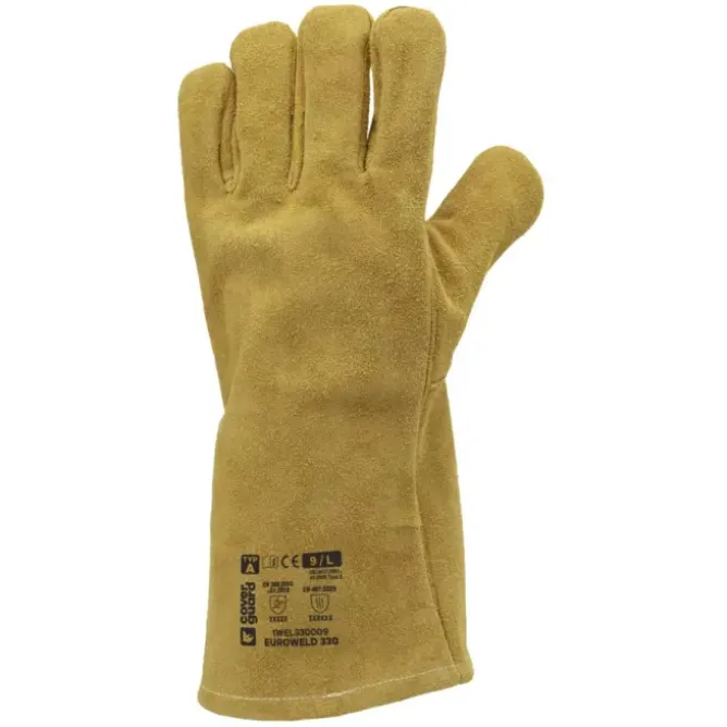 12 Paires - Gants De Travail Coverguard En Cuir Euroweld 1WEL330 Soudeur