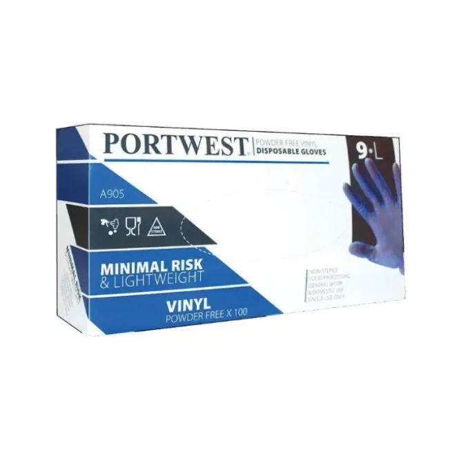 100 Pezzi - Guanti da Lavoro Monouso in Vinile non Talcati - A905 Portwest