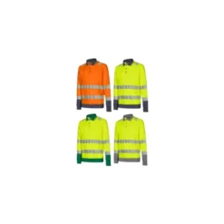 3 Pezzi - Polo da Lavoro Manica Lunga Alta Visibilità U-Power Close WHL389
