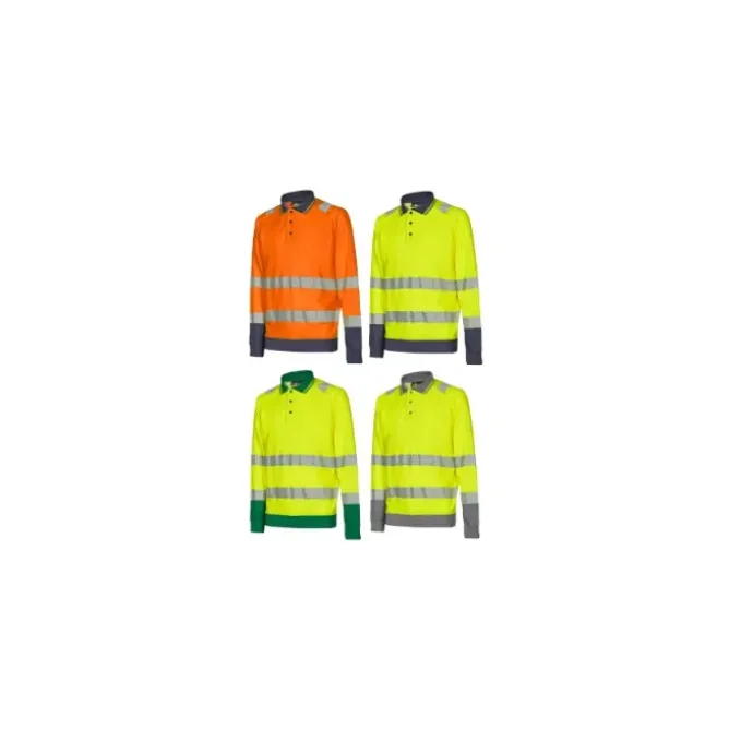 3 Pezzi - Polo da Lavoro Manica Lunga Alta Visibilità U-Power Close WHL389