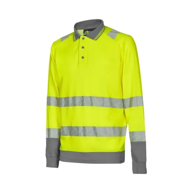 3 Pezzi - Polo da Lavoro Manica Lunga Alta Visibilità U-Power Close WHL389