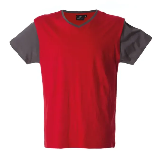5 Pezzi - T-Shirt collo a V da Lavoro 100% Cotone Bicolore JRC Cadice 989990
