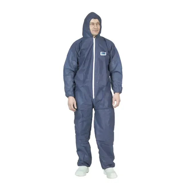 50 Pezzi - Tuta da Lavoro Coverguard Blue Spp Coveral Monouso con Cappuccio MO42205