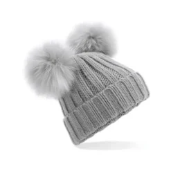 Cappello Faux Fur Double Pop Pom Beanie Beechfield - B414