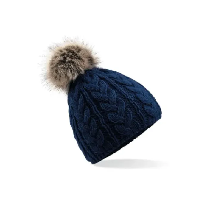 Cappello Fur Pom Pom Cable Beanie Beechfield - B410