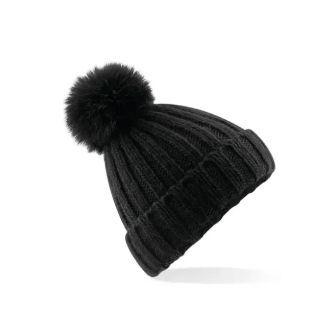 Cappello Verbier Fur Pop Pom Chunky Beanie Beechfield - B413