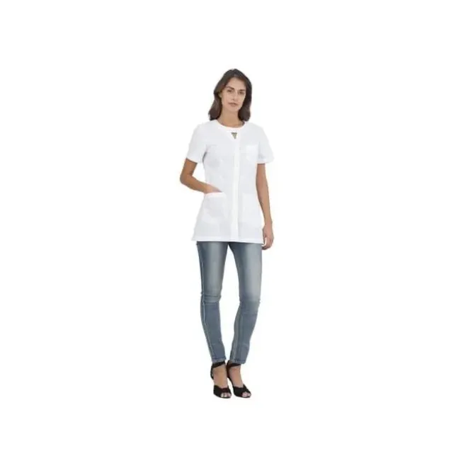 Casacca da donna a maniche corte Alpha Horeca Siggi con chiusura a bottoni - 28CS1593/00-0001
