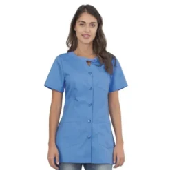 Casacca da donna a maniche corte Alpha Horeca Siggi con chiusura a bottoni - 28CS1593/00-0001
