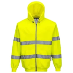 Felpa da Lavoro con Cappuccio e Zip Intera Alta Visibilità Portwest B305