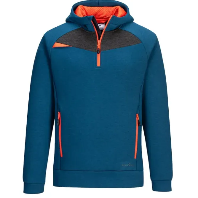 Felpa da Lavoro con Cappuccio Mezza Zip Portwest DX467