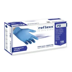 Guanti in nitrile di qualità top Reflexx 70 BLU senza polvere - 100 Pezzi