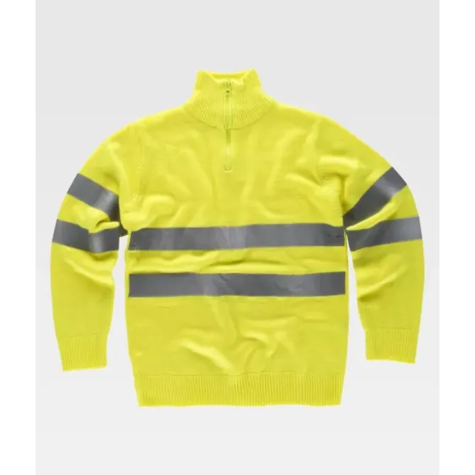 Maglione da Lavoro Mezza Zip Alta Visibilità C5508 - Workteam