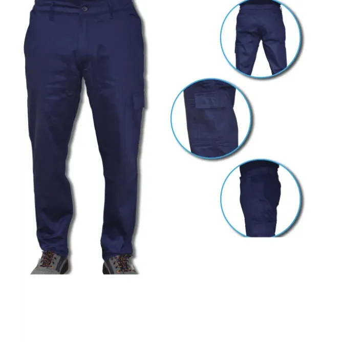 Pantalone Economico Blu Multitasche Cotone 100% Massaua