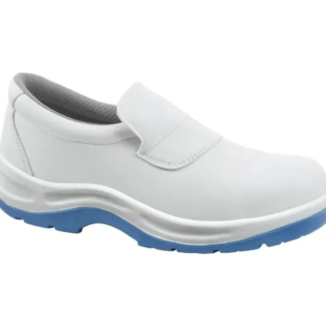 Scarpe antinfortunistiche bianche Mocassino basso in microfibra S1 SRC Suola blu - Rodi 510518