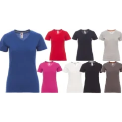 T-shirt Collo a V Manica Corta in 100% Cotone V-Neck Donna - Payper AY 7464